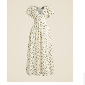J. Crew White Maxi Dress with Yellow Floral Pattern. Cecily dress.